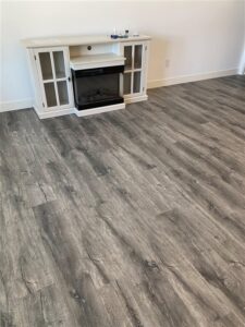 Lone fireplace with flooring