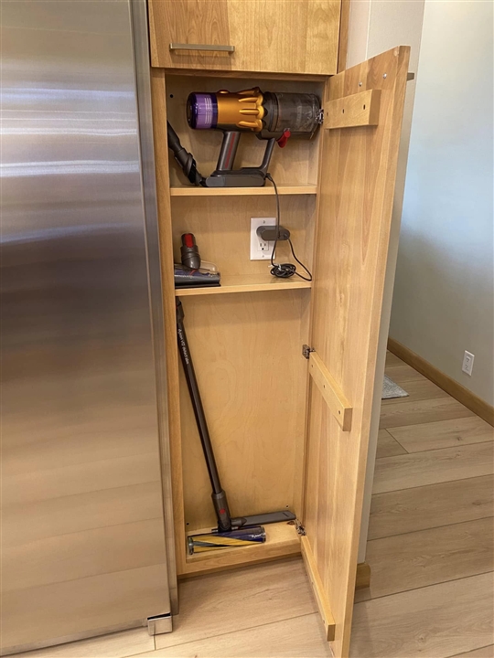 Cabinet storage with electrical outlet